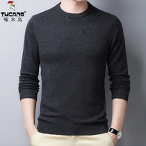 Woodpecker wool sweater mens trend round neck long sleeve sweater winter men loose warm base shirt sweater E