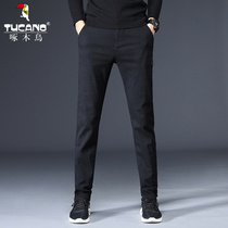 Woodpecker cotton casual pants mens Korean version of the trend slim stretch pants autumn mens wild feet mens pants tide