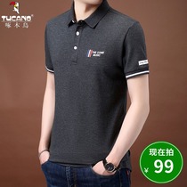 Woodpecker cotton short-sleeved T-shirt mens Thin Ice Silk semi-sleeved shirt summer mens mercerized cotton lapel polo shirt