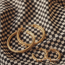 Lazy Large Circle Large Vegetarian Circle Earrings Minimalist Lukewarm Nature Fashion Metal Texture 100 lap retro