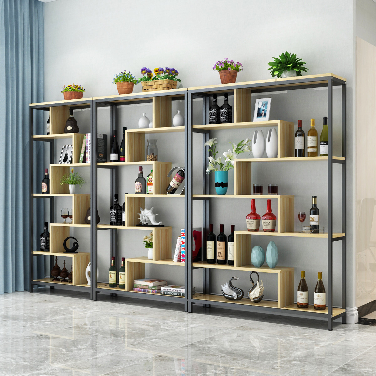 Partition Shelve Office Partition Cabinet Partition Wall Living-room Living-room Decorative Cabinet Bifacial Nordic Genguan Partition Screen