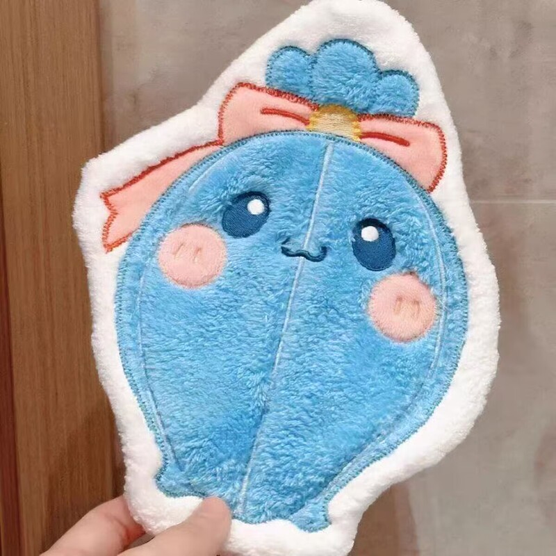 Rock Kingdom DIY Aqua Blue Kitchen Hand Towel Embroidered Quick-Dry Absorbent Towel Cute Decorative Hand Wipe
