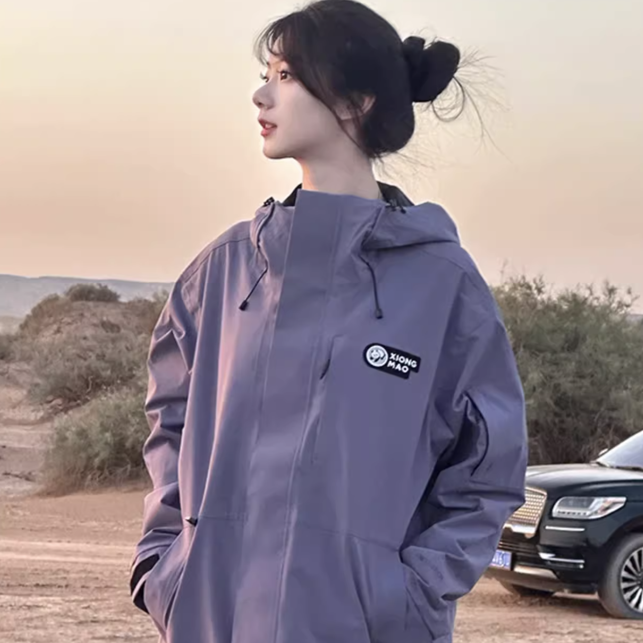 骆驼熊猫户外冲锋衣女