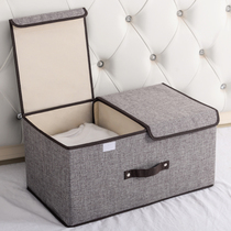 Storage box finishing box fabric foldable double cover large storage box underwear box clothing sorting storage box