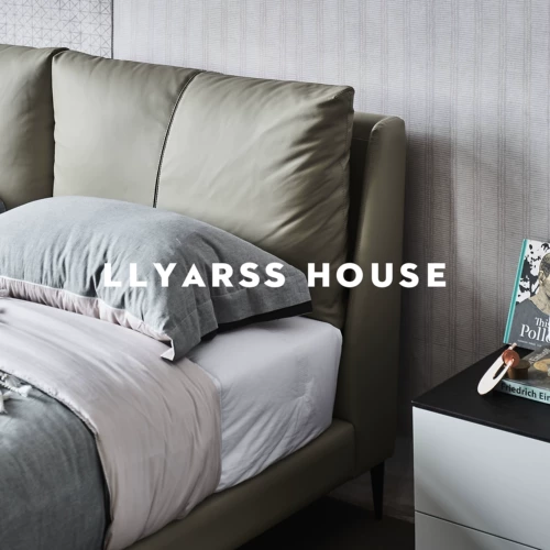 Llyarss lias/кожаная кровать/итальянский минималистский/2 метра*2 м.