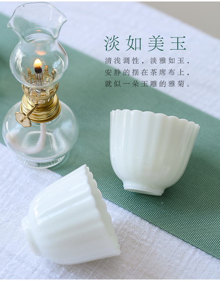 JingLan kung fu tea cup single CPU by petals cup of jingdezhen ceramic tea set a cup white porcelain cups sample tea cup