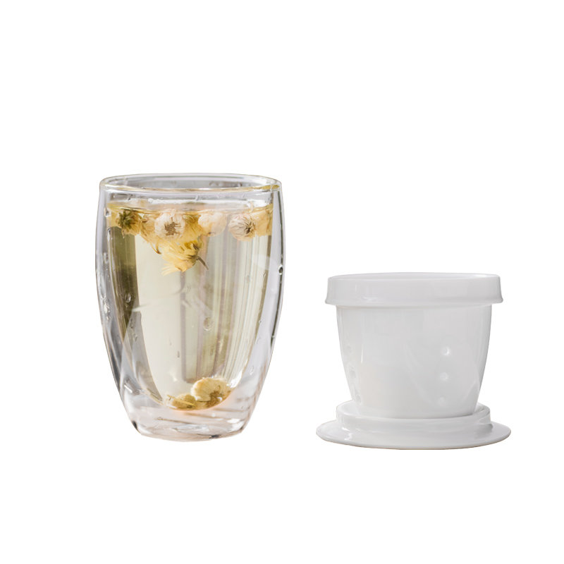 Ins cup household vacuum cup with cover glass tea cup men 's and' s ceramic separation tank cup