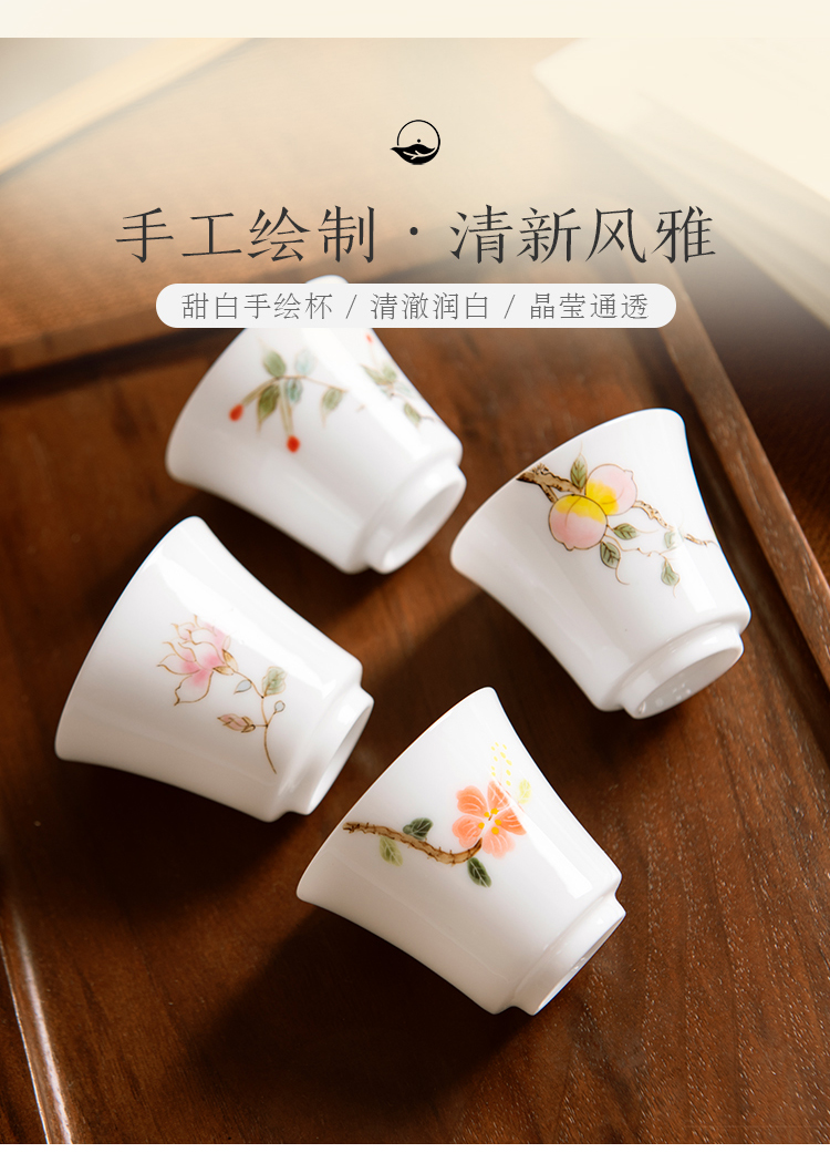 JingLan kung fu tea cups white suit household hand - made the master sample tea cup cup single jingdezhen porcelain cup