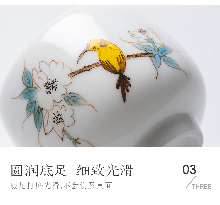 Sweet white porcelain of jingdezhen ceramics kung fu hand - made teacup thin body white porcelain master cup tea set single cup sample tea cup by hand