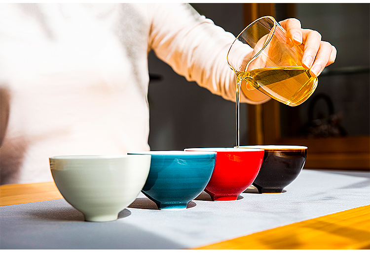 JingLan four color master cup of jingdezhen ceramic cups kung fu tea set sample tea cup high temperature ore color glaze single CPU