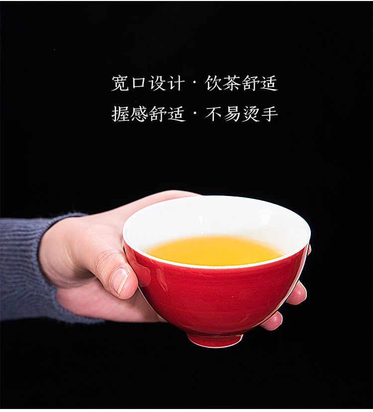JingLan four color master cup of jingdezhen ceramic cups kung fu tea set sample tea cup high temperature ore color glaze single CPU