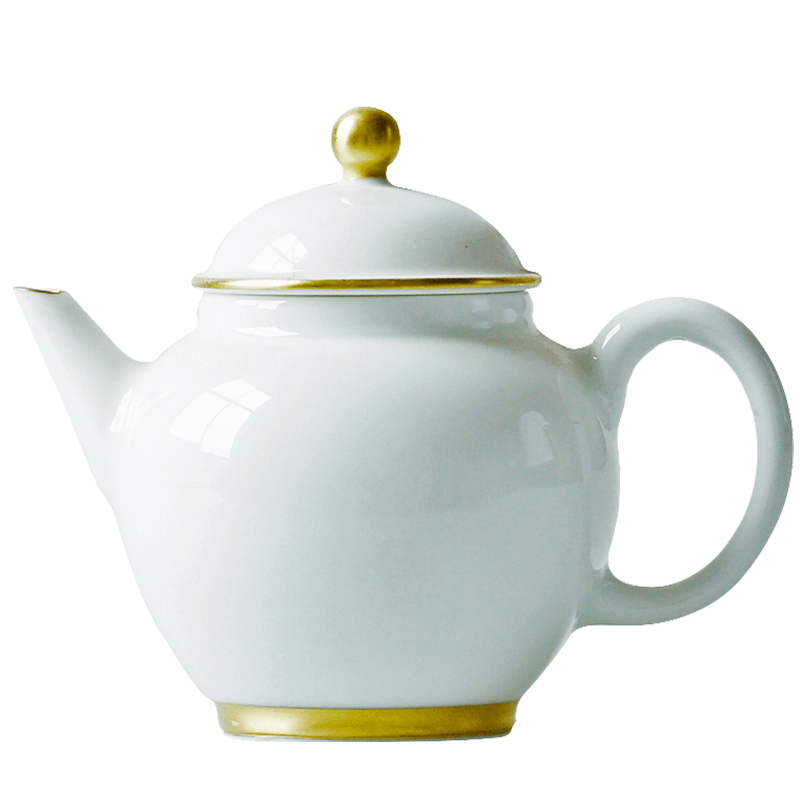 JingLan golden sweet white glazed see colour white porcelain palace tea ware ceramic teapot wind pot bearing suits for teapot tea sets