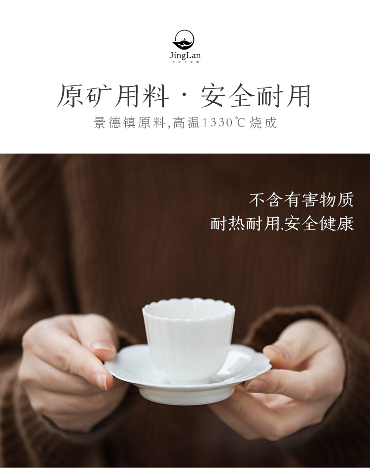 Good thing JingLan sample tea cup ceramic sample tea cup master cup melon leng cup single CPU household cup suit of jingdezhen