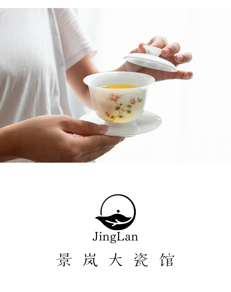 Jingdezhen ceramic kung fu tea set hand - made tureen thin foetus bowl sample tea cup sweet white porcelain tea bowl of tea by hand