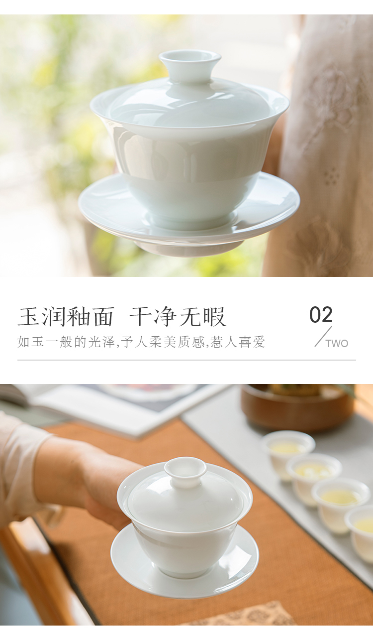 Good thing, jingdezhen manual tureen white porcelain cups kung fu tea set three tureen ceramic thin foetus to use