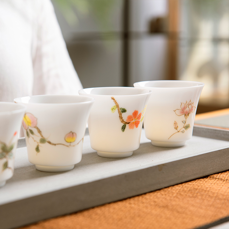 JingLan kung fu tea cups white suit household hand - made the master sample tea cup cup single jingdezhen porcelain cup