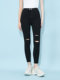 BNX2025 spring and summer new women's black slim ripped trousers pencil pants small and versatile and fashionable