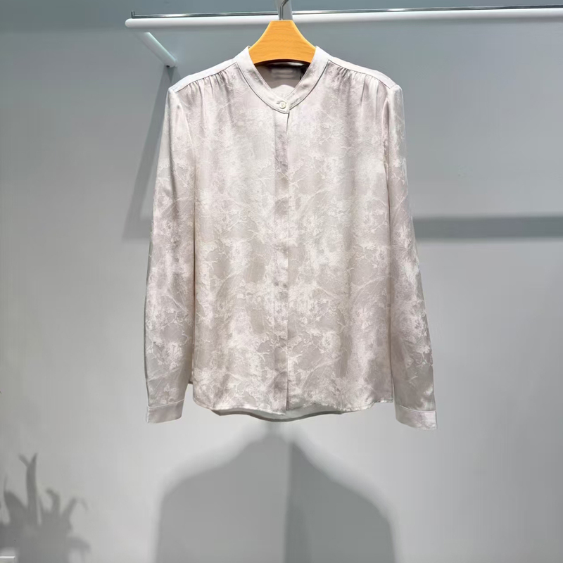 Mm Maimai 26 Autumn New Women's French Style Silk Jacquard Satin Shirt Top Long Sleeve Stand Collar 5H8121441 Mm Maimai 26 Autumn New Women's French Style Silk Jacquard Satin Shirt Top Long Sleeve Stand Collar 5H8121441