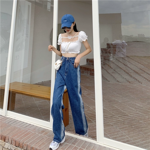 Дизайнерские джинсы, летние осенние штаны, тренд сезона, 2021 года, европейский стиль, свободный прямой крой