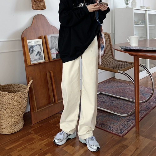 Весенние белые цветные абрикосовые штаны, коллекция 2021, свободный прямой крой