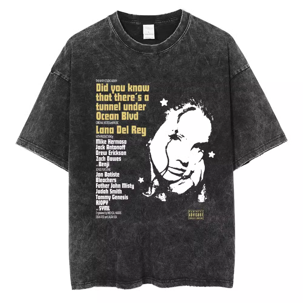 In the 1990s, singer Lana Del REY Washing T -shirt Harajuku Men's retro old short -sleeved large size pure cotton tide