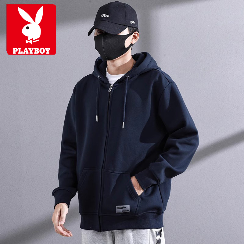Playboy Polo Shirt, Same Style as Lei Jun, Heavyweight Sports Jacket, Zip-Up Sweatshirt, Men's Hooded Casual Top