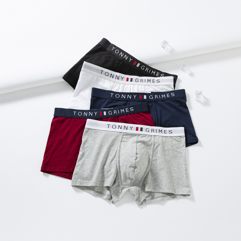 Tommymipai Men's Underwear Pure Cotton Mid-Waist Boxer Briefs Breathable Solid Color Cotton Boxer Briefs for Men