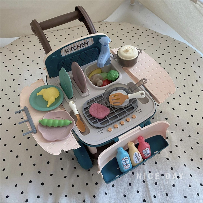 South Korea ins children play house wine kitchen toys simulation baby cooking stove kitchen utensils girl birthday gift 3-6