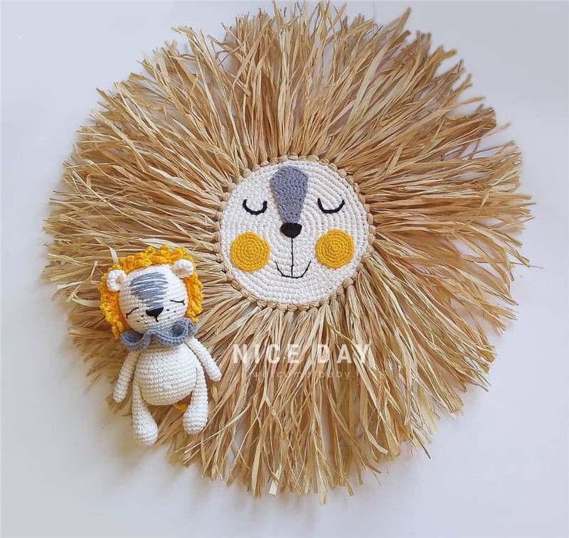 South Korea Ins Wall Hangings Handwoven Animal Wall Accessories Cartoon Lion Wall-mounted Children's House Decoration