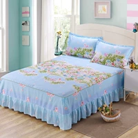 Khăn trải giường bằng vải cotton đơn loại chống trượt bảo vệ xù lông bông trải giường 1,8 m 2.0m váy ngủ váy giường khách sạn