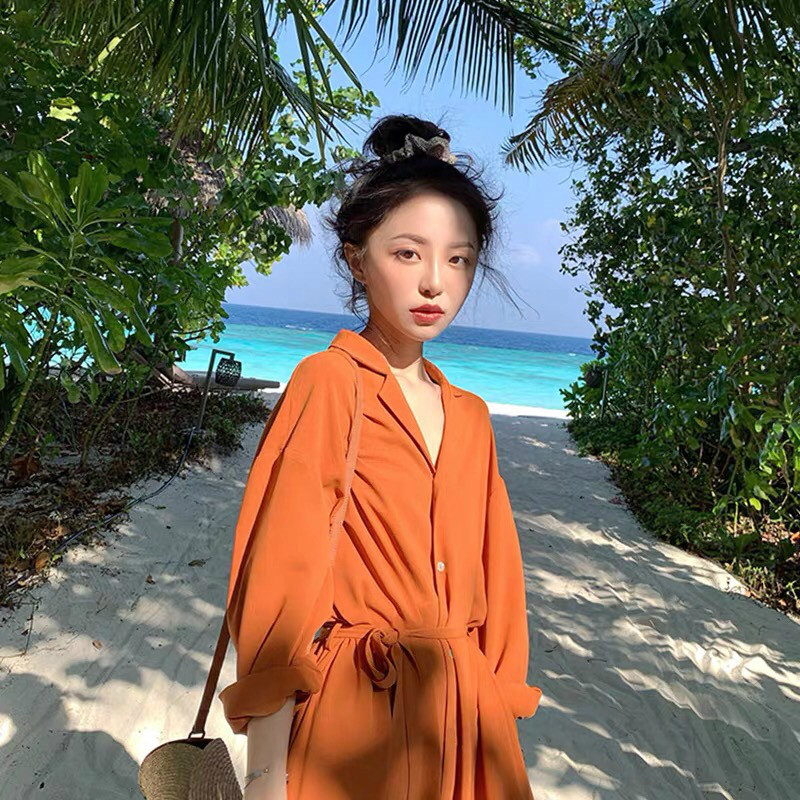 Sanya Vacation Costume 2022 New French - style holiday beach dress dress for mid - and - long - edition seaside holiday beach dress