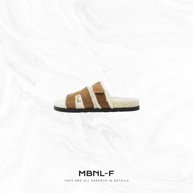 Mbnl-F “H Wool Slippers” Calf Cow Suede + Imported Lamb Wool Slippers Qin Lei Xm-Xxz2533
