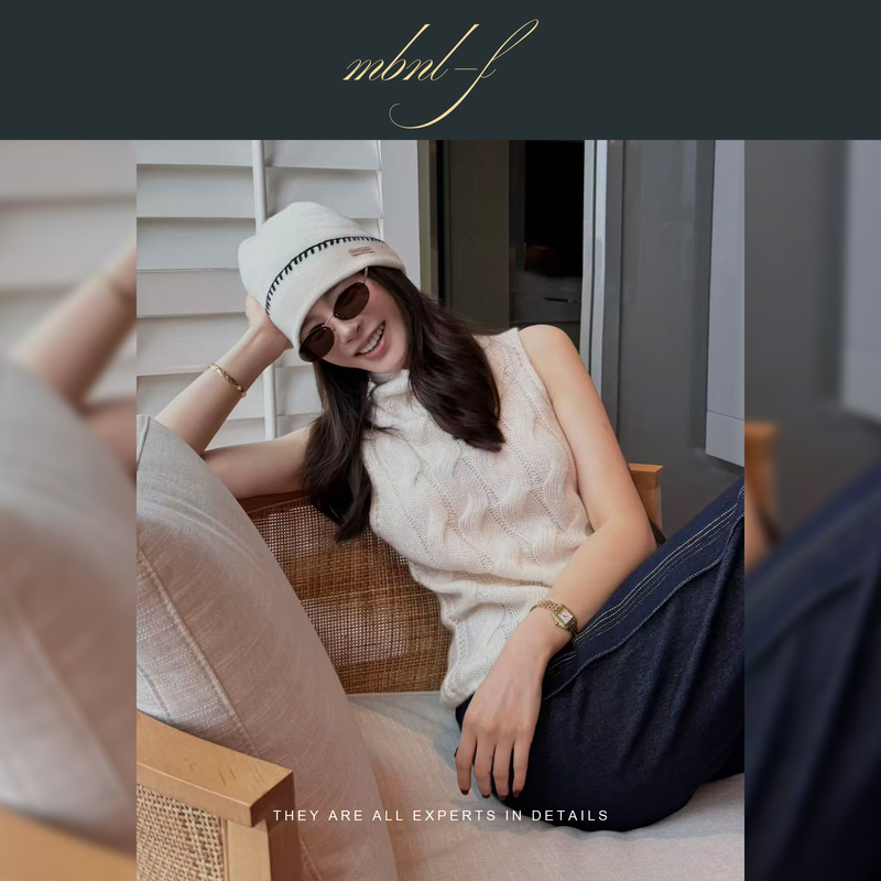Mbnl-Qin Lei Women's Clothing "Plain Knit Vest" Half-High Collar Cable-Knit Cashmere Vest Xy-My5040 Mbnl-Qin Lei Women's Clothing "Plain Knit Vest" Half-High Collar Cable-Knit Cashmere Vest Xy-My5040