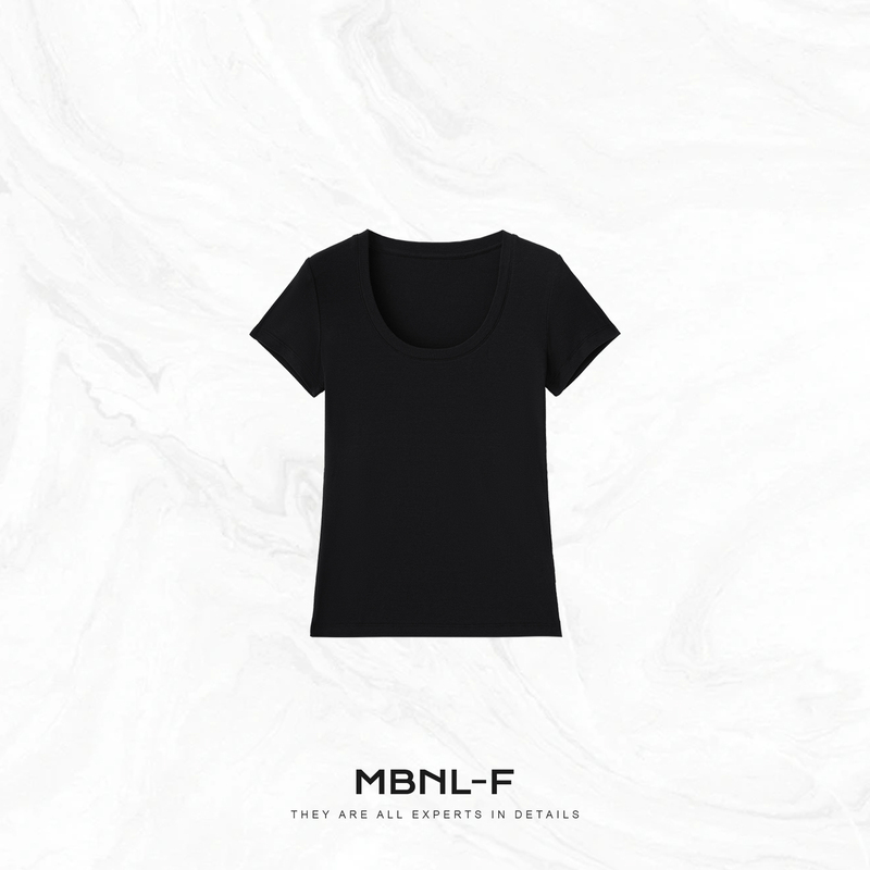 Mbnl-F Qin Lei Women's Clothing "Mianmiao Tee" 100% Cotton Custom-Woven Skin-Feel Short-Sleeved T-Shirt Xm-Xsy4038