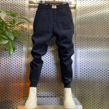 Штаны, демисезонные утепленные джинсы с начесом, в корейском стиле, свободный крой