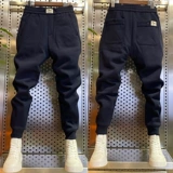 Штаны, демисезонные утепленные джинсы с начесом, в корейском стиле, свободный крой