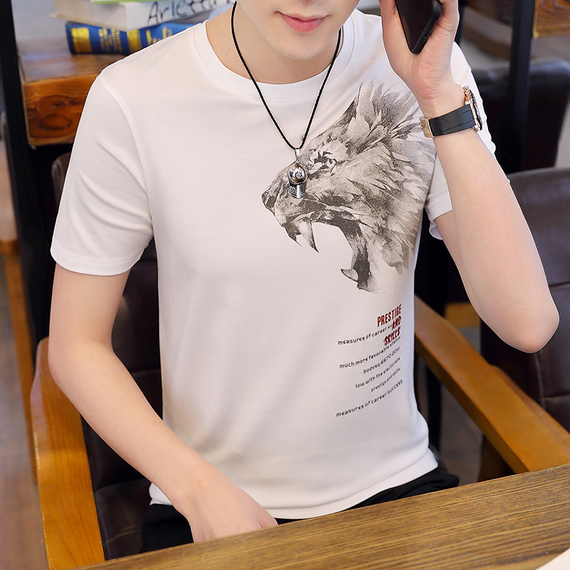 Tide brand ice silk short sleeve t-shirt men personality fashion summer men's round neck half sleeve trend versatile casual clothes