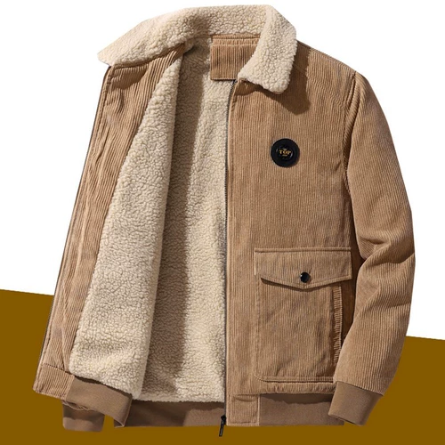 Удерживающая тепло однотонная вельветовая куртка для отдыха, увеличенная толщина