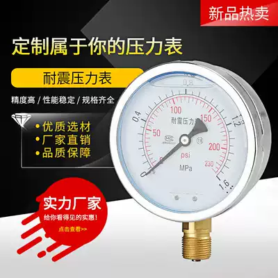 Seismic pressure gauge YN100 seismic hydraulic hydraulic pressure vacuum pressure gauge 4 points 1 2 M20 stainless steel