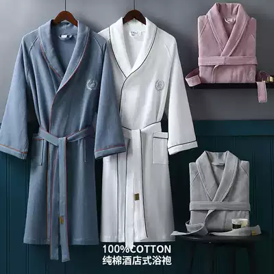 Cotton bathrobe absorbent quick-drying thin men's and women's long version of couples nightgown bathrobe summer hotel 2021 New