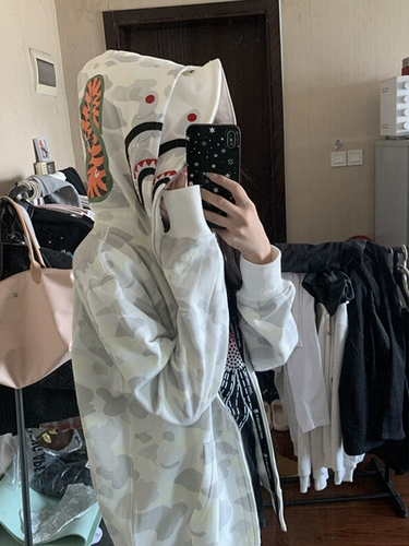 Камуфляжная акула, толстовка с капюшоном, кардиган, куртка, с вышивкой, в американском стиле