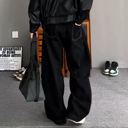 Черные джинсы, штаны, оверсайз, свободный крой