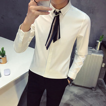 Spring and autumn white shirt men Korean trend casual slim fit inch clothes Net red coat handsome shirt men long sleeve