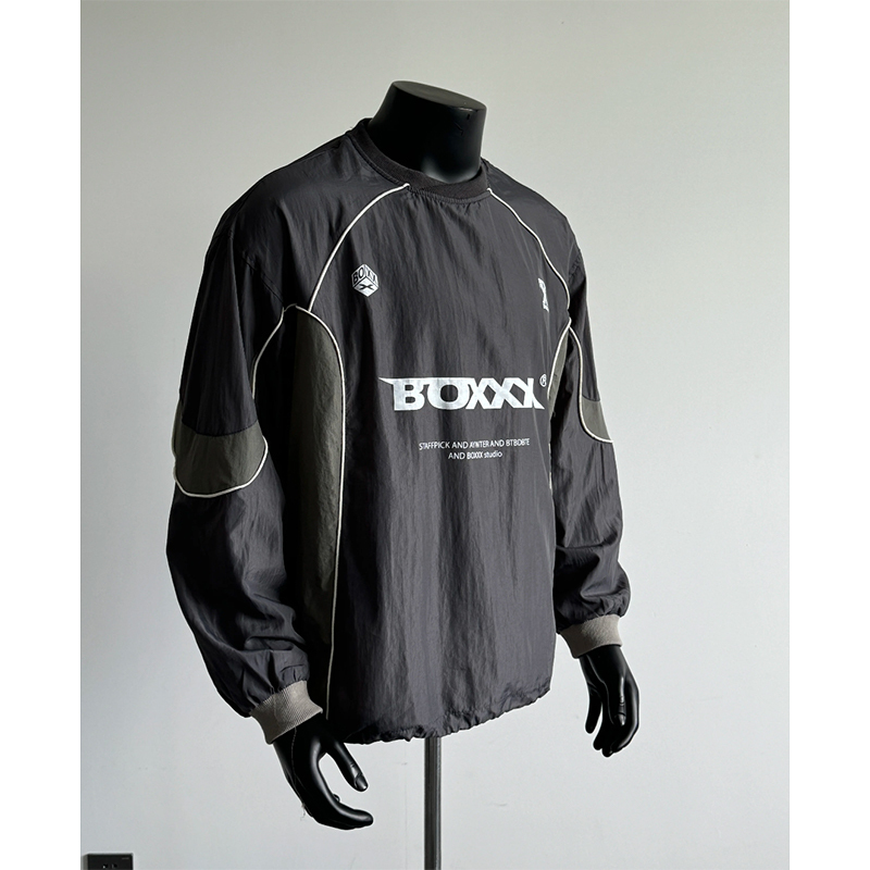 American-Style Deconstructed Patchwork Functional Long-Sleeve T-Shirt for Men, Outdoor Sports Nylon Quick-Dry Reflective Strip Jacket