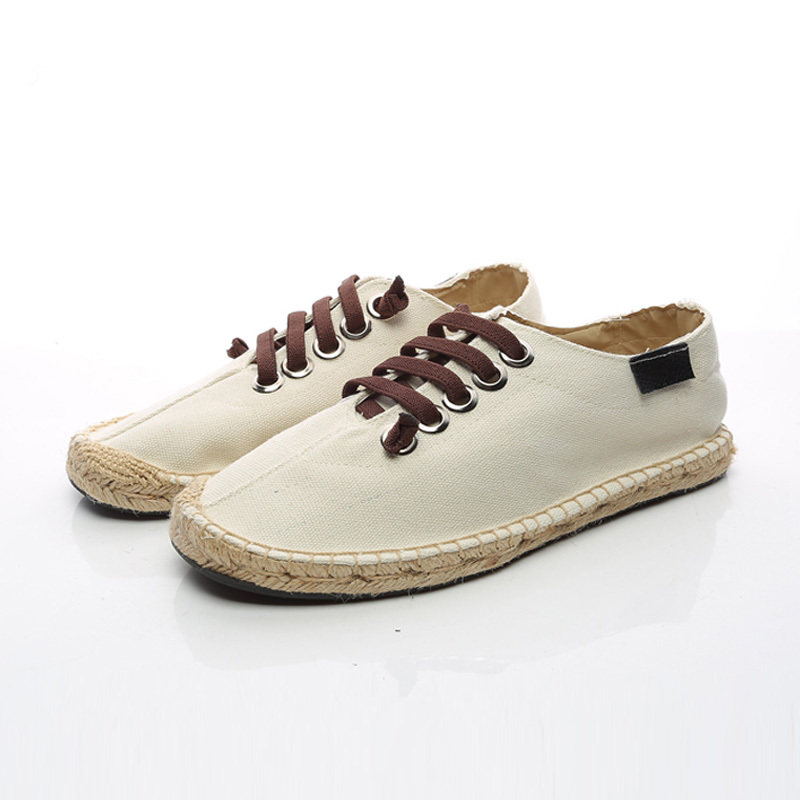 Summer breathable Chinese Wind Flax Men's Shoes Day Ensemble Retro National Wind Casual Shoes Men's Fisherman Shoes Lace Cloth Shoes-Taobao