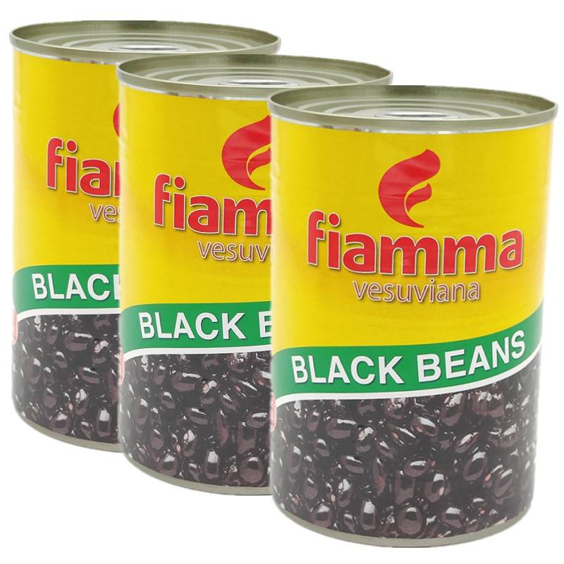 Italy imported FiammaVesuviana volcano brand black beans canned 400g Black Beans cooked