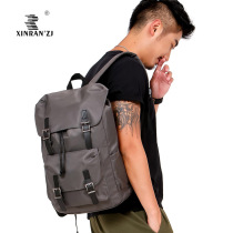 XINRAN  ZJ large capacity light waterproof draw rope flip for men casual travel double shoulder sports bag big backpack