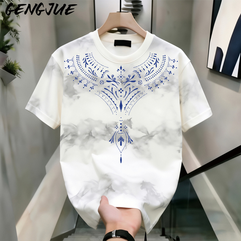 Heavyweight Tie-Dye Short-Sleeve T-Shirt for Male and Female Students, Korean Style, Loose Fit, Versatile for Summer, ins Gradient Half-Sleeve Top, Trendy Heavyweight Tie-Dye Short-Sleeve T-Shirt for Male and Female Students, Korean Style, Loose Fit, Versatile for Summer, ins Gradient Half-Sleeve Top, Trendy