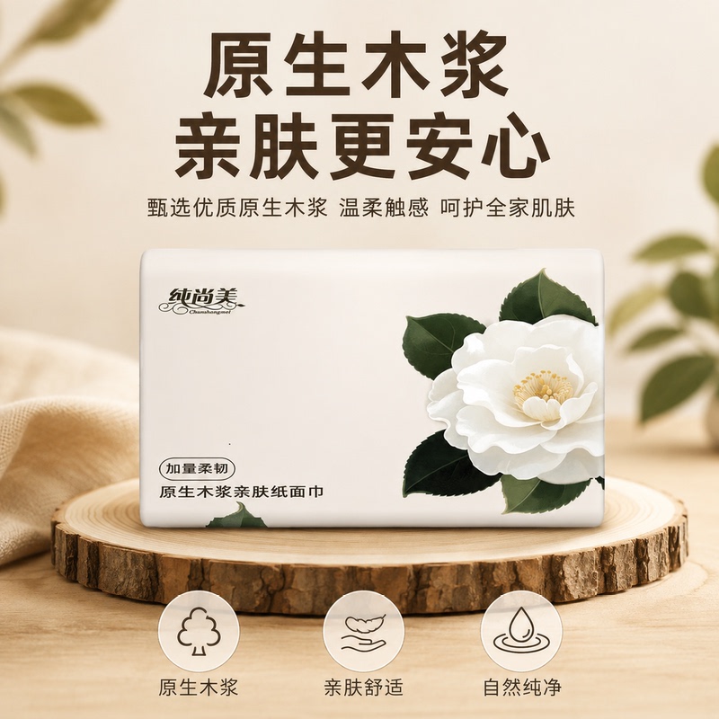 Tissue Paper Made from Virgin Wood Pulp, Soft and Skin-Friendly, Economical Household Pack, Clean for Dining Table and Living Room, Durable Sanitary Tissues, Whole Box