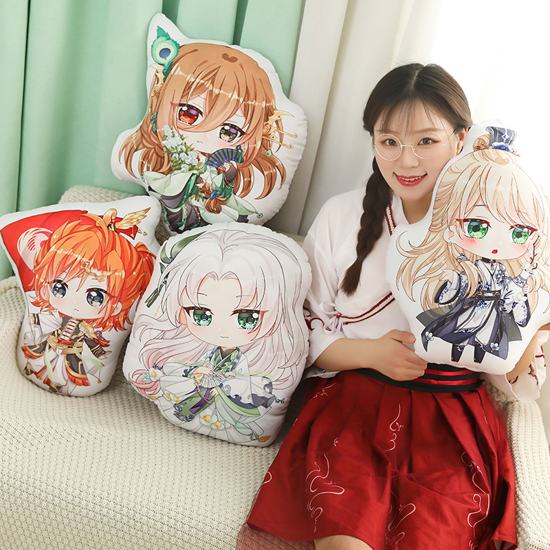 Original Q version of food language pillow cushion hand tour around Buddha jumps over the wall Beijing roast duck pendant plush toy doll